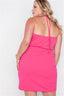 Plus Size Lace Detail Bodycon Mini Dress-Fuchsia