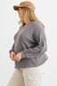 Plus Size Long Sleeve Crossover Back Cut-out Dark Grey Sweater
