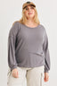 Plus Size Long Sleeve Crossover Back Cut-out Dark Grey Sweater