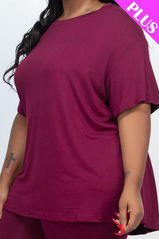 Plus Size Loose Fit Top&Biker Shorts Set