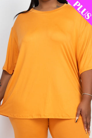 Plus Size Loose Fit Top&Biker Shorts Set