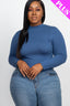 Plus Size Mock Neck Solid Long Sleeve Top
