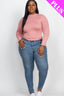 Plus Size Mock Neck Solid Long Sleeve Top