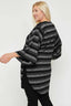 Plus Size Multi-color Striped Black Cardigan
