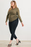 Plus Size Olive Ruched Long Sleeve Top