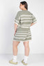Plus Size Olive Short Sleeve Matching Crop Top High Waist Shorts Set