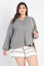 Plus Size Olive Textured Long Sleeve Top