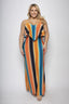 Plus Size Ombre Stripe Ruffle Maxi Dress-Ombre Stripe