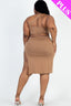 Plus Size One Shoulder Crop Top & Split Thigh Midi Skirt Set