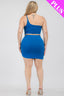 Plus Size One Shoulder Ruched Crop Top & Mini Skirt Set