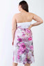 Plus Size Pink Flower Print Sleeveless Midi Dress