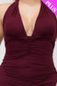 Plus Size Plunging Neck Crisscross Back Ruched Bodycon Mini Dress