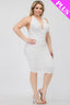 Plus Size Plunging Neck Crisscross Back Ruched Bodycon Mini Dress