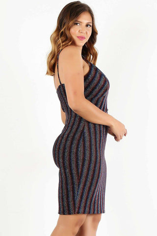 Plus Size Rainbow Striped Mini Dress-Rainbow/Multi