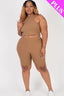 Plus Size Ribbed Cropped Tank Top and Biker Shorts Set