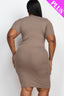 Plus Size Ribbed Short Sleeve Bodycon Midi Dress
