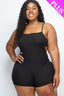 Plus Size Ribbed Sleeveless Back Cutout Bodycon Romper