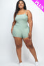 Plus Size Ribbed Sleeveless Back Cutout Bodycon Romper