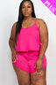 Plus Size Ribbed Strappy Top & Shorts Set