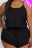 Plus Size Ribbed Strappy Top & Shorts Set