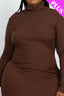 Plus Size Ribbed Turtleneck Side Slit Maxi Dress