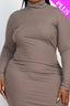 Plus Size Ribbed Turtleneck Side Slit Maxi Dress
