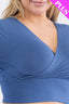 Plus Size Ribbed Wrap Front Long Sleeve Top