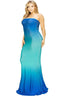 Plus Size Hot Summer Royal Blue/Aqua Gradient Tube Maxi Dress