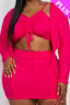 Plus Size Ruched Drawstring Cami Top & Mini Skirt Set with Cardigan