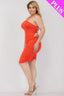 Plus Size Ruched O-ring Halter Neck Crisscross Back Bodycon Dress