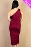 Plus Size Ruched One Shoulder Midi Bodycon Dress