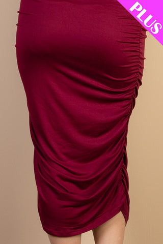 Plus Size Sexy Ruched One Shoulder Midi Bodycon Dress