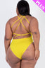 Plus Size Sexy Spaghetti Strap Crisscross Back Solid Color Bodysuit