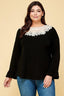 Plus Size Solid Long Sleeve Top-Black