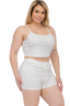 Plus Size Solid Ribbed Cami Top and Shorts Set