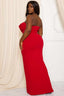 Plus Size Tube Top Pleated Red Maxi Dress