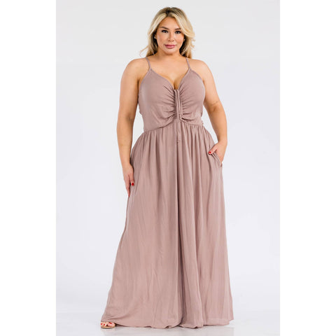 Plus Size V-Neck Wide Leg Jumpsuit | Evening Wear | Night Out