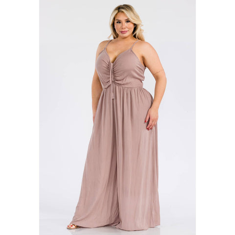 Plus Size V-Neck Wide Leg Jumpsuit | Evening Wear | Night Out