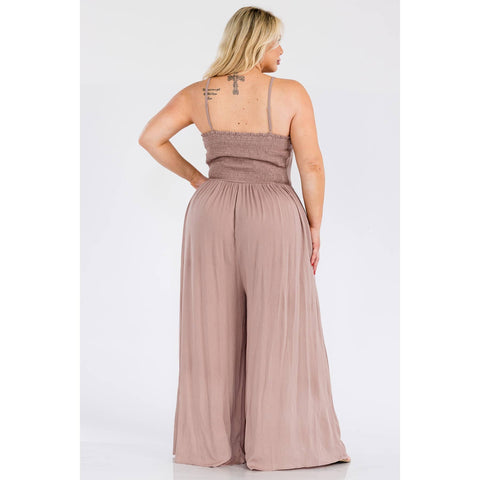 Plus Size V-Neck Wide Leg Jumpsuit | Evening Wear | Night Out