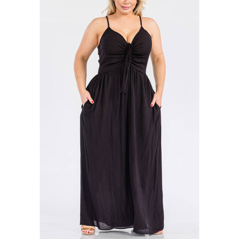 Plus Size V-Neck Wide Leg Jumpsuit | Evening Wear | Night Out