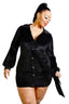 Plus Size Velvet Bishop Sleeve Black Mini Dress