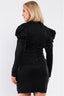 Plus Size Victorian V-neck Black Button Fitted Dress