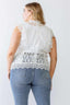 Plus Size White Cotton Floral Lace Embroidery Detail Top