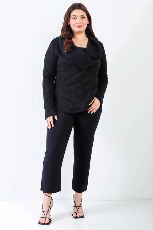 Plus Size Zip Up Lightweight Black Jacket