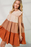 Poplin Tiered Color Block Dress-Autumn