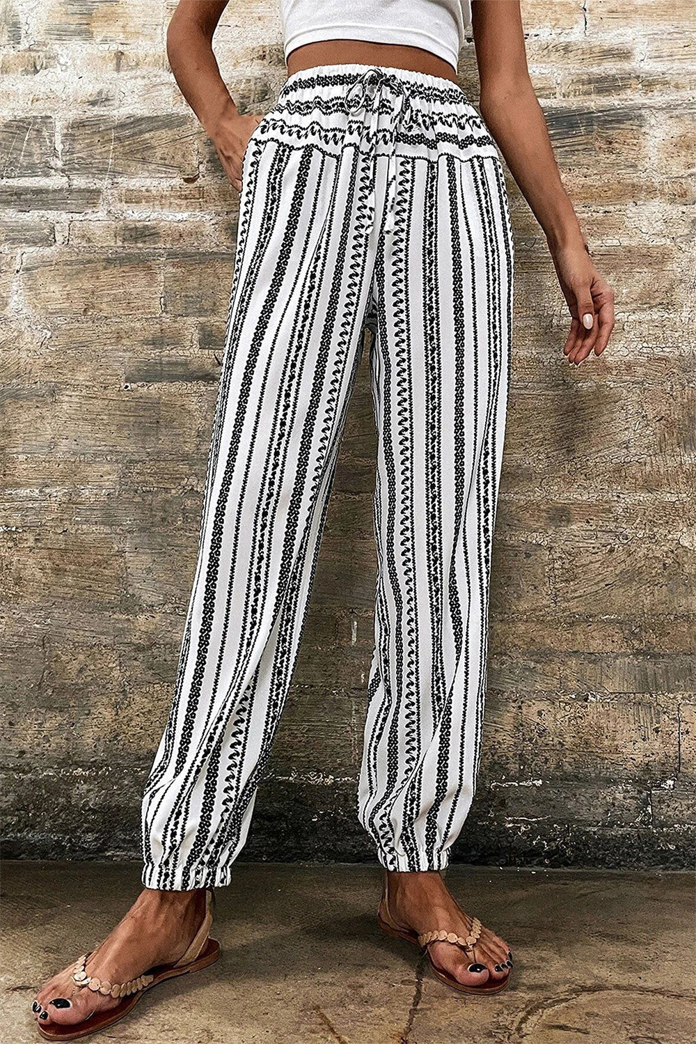 Printed Elastic Waist Pants for women