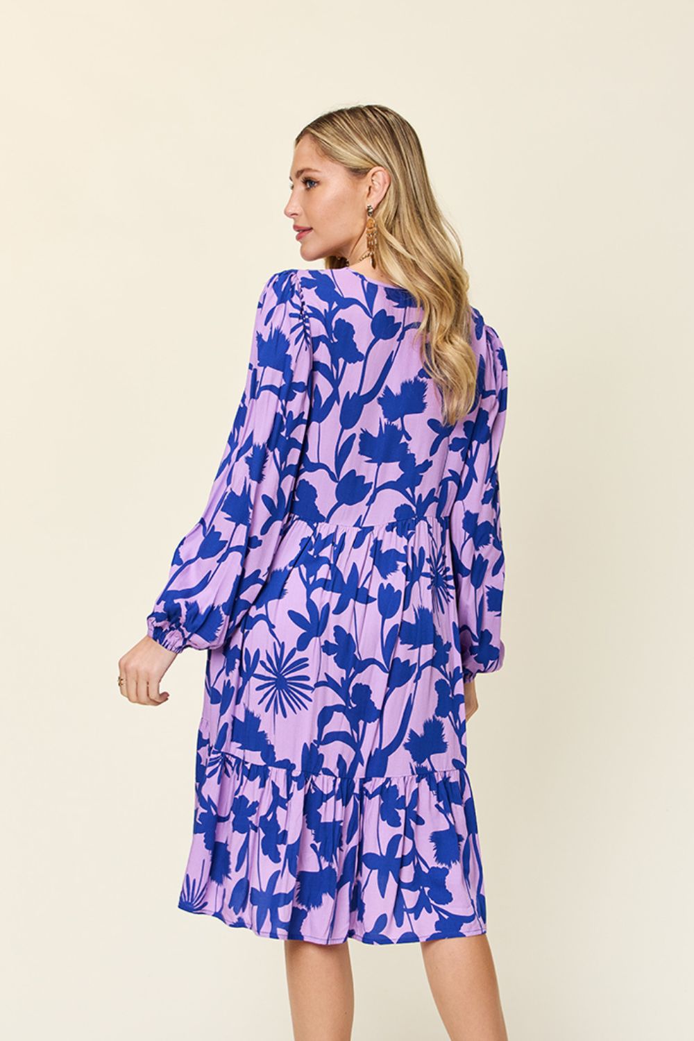 Printed Ruffle Hem Dress with Pocket