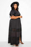 Puff Sleeve Maxi Dress With Lace Insert-Black