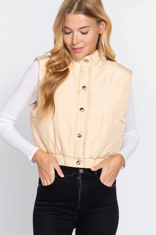 Puffer Padding Vest-Taupe