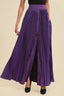 Purple Pleated Skirt With Buttons And Pockets